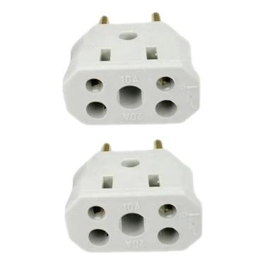 Imagem de Kit 2 Plugs Adaptador Tomada Bob Esponja 10A/20A 3/2Pinos