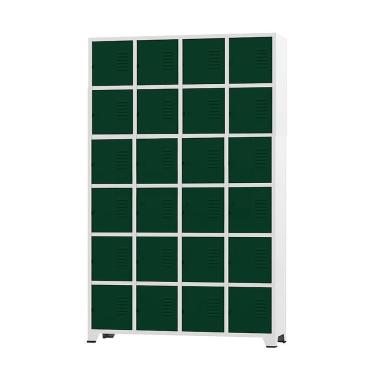 Imagem de Armário Roupeiro De Aço 24 Portas Para Vestiário Academia Locker Verde Escuro com Chave