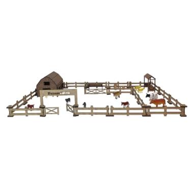 Imagem de Fazendinha Brinquedo De Encaixar Mdf C/Celeiro E Coxo para animais de borracha