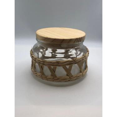 Imagem de POTE DE VIDRO C/TAMPA EM MADEIRA SISAL 350ml-WOLFF