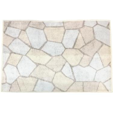 Imagem de Tapete de área de veludo com design geométrico, pedra rústica, 5 cm x 7 cm, tapete de entrada para sala de estar, quarto, branco