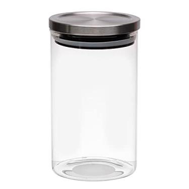 Imagem de Mimo Style Borossilicato Pote Hermético de Vidro com Tampa, Transparente (Inox), 1 L