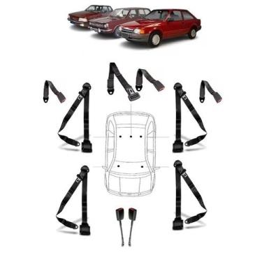 Imagem de Kit cinto de segurança COMPLETO para FORD BELINA + fechos - HCML, Pret