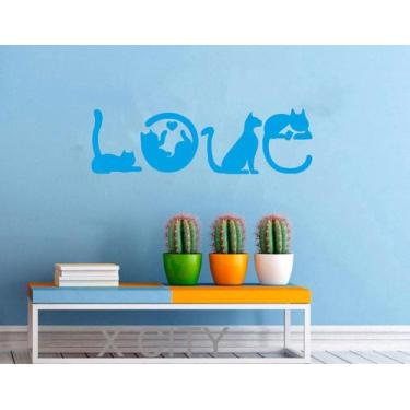 Imagem de Adesivo Gato Love  TAMANHO 70cm x 20,5cm - Decoração Quartos, Salas, P