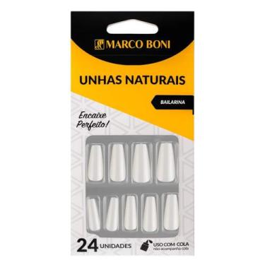 Imagem de Kit 24 Unhas Postiças Naturais Modelo Bailarina Marco Boni, Transparen