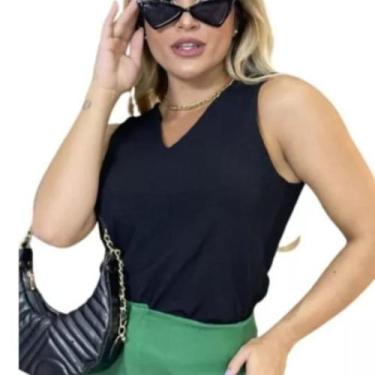 Imagem de Blusa Regata Feminina Básica Duna Social Elegante Camisa - Anne Guerra