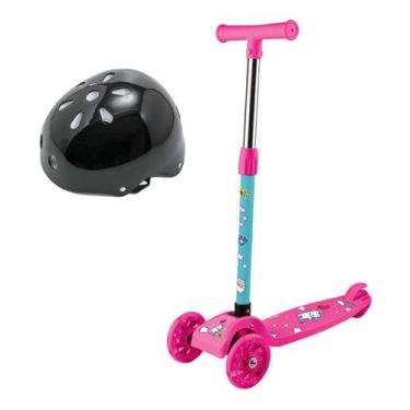 Imagem de Capacete de Proteção Radical + Patinete 3 Roda Led Unicórnio - Art Bri