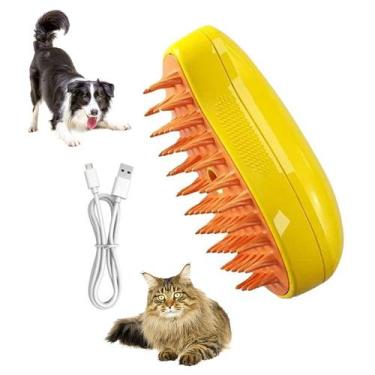 Imagem de Escova a Vapor Cao Gato Pet Cachorro Eletrica Bateria Recarregavel Rem
