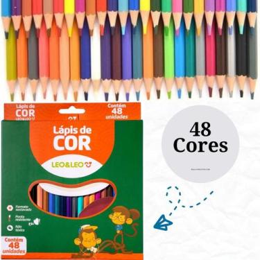 Imagem de Lapis De Cor 48 Cores Leo E Leo Sextavado - Ponta Resistente - leonora