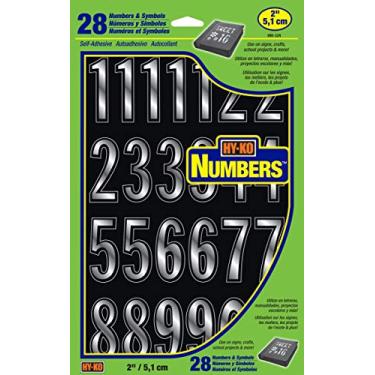 Imagem de Hy-Ko Produtos MM-32N Números de vinil autoadesivos, 5 cm, prata prisma, 28 unidades