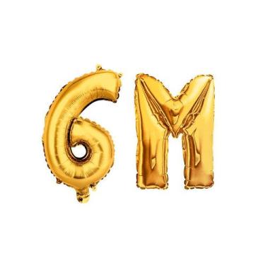 Imagem de Balão Letra/Número Metalizado Dourado 6M Instagram Youtube - RT