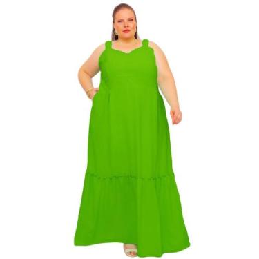 Imagem de Vestido feminino longo de alças largas com elastico todo forrado e bol