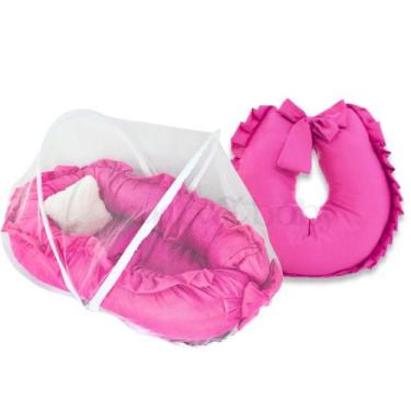 Imagem de Kit Ninho Redutor com Mosquiteiro e Almofada Amamentação - Canaã Baby,