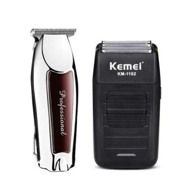 Imagem de Kit Máquinas de Barbear e Acabamento Profissional Barbearia  Kemei 110