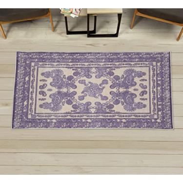 Imagem de Ambesonne Tapete decorativo Boho, aparência vintage étnica padrão de detalhes Paisley com sensação boêmia damasco, tapete de qualidade para quarto, dormitório e sala de estar, 60 x 12 cm, casca de ovo violeta lilás