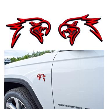 Imagem de Auto Pro Accessories Custom HELLHAWK Emblem Fits Trackhawk Grand Cherokee Fender Door Badge Hellcat Style Head (Red with Black Outline) (HH-SHUAN1)