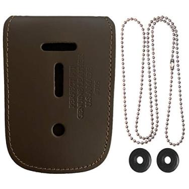 Imagem de Crachá universal de couro para pescoço e porta-identidade - marrom escuro - ajuste perfeito nos EUA