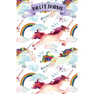 Imagem de Bullet Journal: A5 Licorne - 120 pages - couverture souple "glossy" - Pointillés - Dot point, bullet journal, dot grid, planner, planning, organizer, journal, Licornes, Bujo