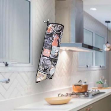Imagem de Puxa Saco Grande Porta Sacolas Plásticas de Cozinha Lavanderia Banheiro Dispenser Organizador de Sacos Plásticos (Estampa, Cerveja)
