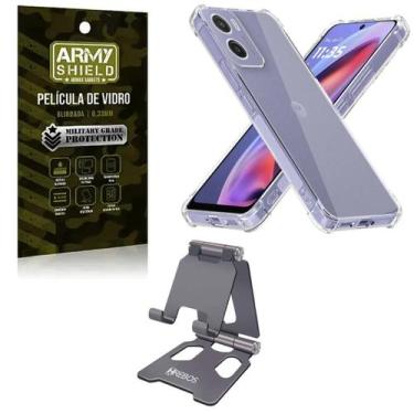 Imagem de Capa Para Moto G75 + Suporte Mesa + Pelicula de Vidro 3D - Armyshield