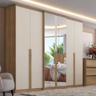 Imagem de Guarda Roupas Casal com Espelho 6 Portas 4 Gavetas Valência Full Glass THB