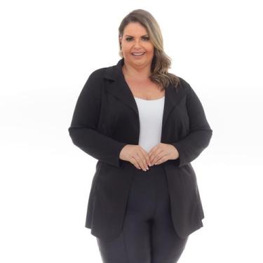 Imagem de Jaqueta Feminina Plus Size Neoprene Longa Sobretudo Max. - MimallCente