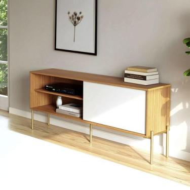 Imagem de Rack para Sala 144cm Pés Metal 100% MDF Dalla Costa Casa Lar - Dalla C