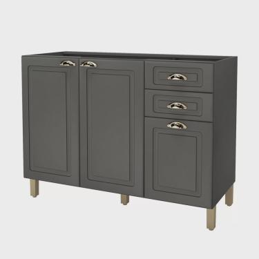 Imagem de Balcão para Pia sem Tampo 3 Portas 2 Gavetas 120cm Paris