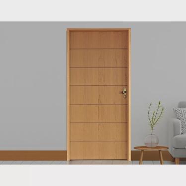 Imagem de Kit Porta de Madeira 210x82cm Batente 14cm Fechadura Golf Belissima 2 Rodam