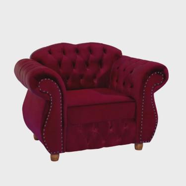Imagem de Poltrona Chesterfield Merlo Suede Bordo / Decoracao, Sala estar, tv, recepção, barbearia
