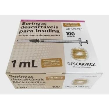 Imagem de Seringa 1ml C/agulha 13x0,45 Insulina C/100 Descarpack