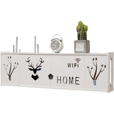 Imagem de Caixas de armazenamento do roteador Wi-Fi, caixa de armazenamento de TV de tv Wi-Fi Plataforma de Wi-Fi, Wi-Fi, montado na parede do armário de armazenamento, caixa de armazenamento de madei