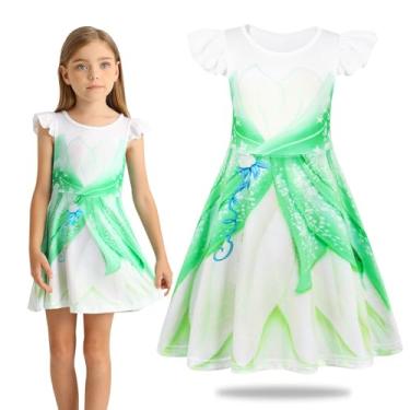 Imagem de Sukyfecde Vestido de princesa para meninas, fantasias de princesa, vestido de cosplay, festa de aniversário, roupas de Halloween, roupas de Natal 7-8, tamanho 8 (verde claro)