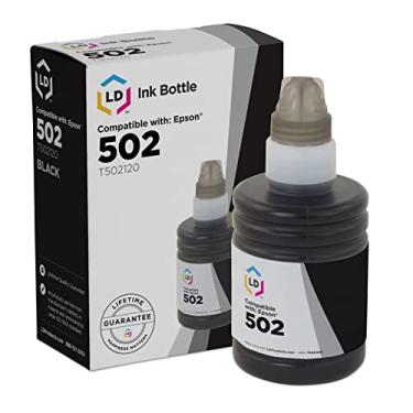 Imagem de LD Substituição de frascos de tinta compatíveis com produtos para Epson 502 T502120-S (frasco único preto) Veja a lista de todos os modelos de impressora Epson ET compatíveis na descrição