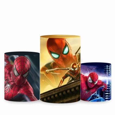 Imagem de Trio de Capa Cilindro para Festa Infantil Veste Fácil c/ Elástico Homem Aranha - Fera Print
