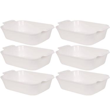 Imagem de Travessa de plástico retangular 2,5 litros marmorizado com 6 unidades Plasutil ref. 16380