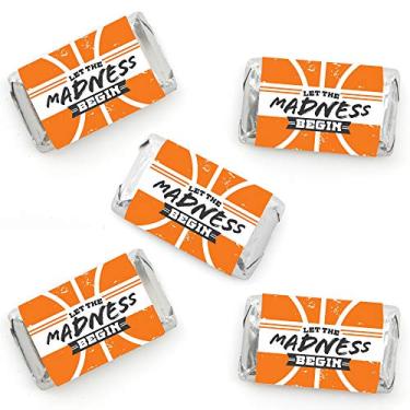 Imagem de Bola de basquete Big Dot of Happiness - Let The Madness Begin - Mini adesivos de embrulho de barra de doces - lembrancinhas pequenas de festa de basquete universitário - 40 unidades, Basketball - Mini Candy Bar Wrappers