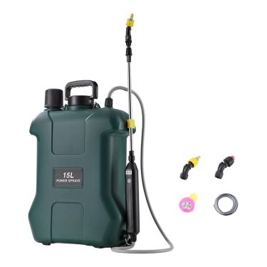 Imagem de Ioensy Pulverizador elétrico de mochila para gramado, irrigação agrícola de alta pressão, haste retrátil portátil, 3 bicos de névoa para fazenda doméstica, 15l Verde