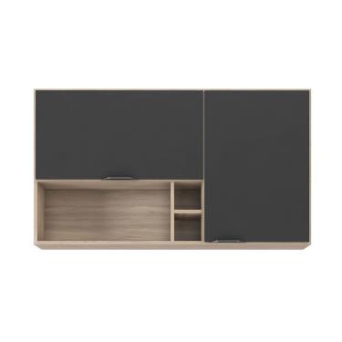 Imagem de Armário Aéreo Firenze 120cm 2 Portas Com Nicho E Adega 94221 Avena Touch E Grafite