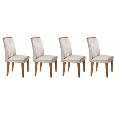 Imagem de Kit 4 Cadeiras Sala Jantar Lunara 4 Un Imbuia Suede Creme Rufato