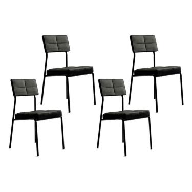 Imagem de Kit 4 Cadeiras Sala Jantar Neo 1740 4 Uni Pretografite Preto Carraro