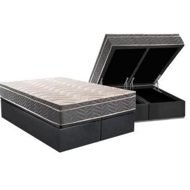 Imagem de Cama Box Baú Queen Kit com Colchão Ortopédico D45 Suede Cinza 158x198 Paropas