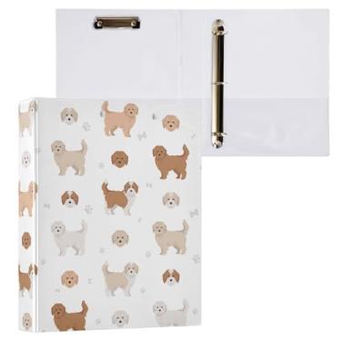 Imagem de Fichários de 3 cm com três anéis Maltipoo para cães com bolsos fichário de 3 furos para escritório escolar, pacote com 2