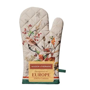 Imagem de Maison d' Hermine Luvas de cozinha 100% algodão 19 cm x 33 cm com laço para pendurar, resistente ao calor para presentes, churrasco, cozinhar, grelhar e churrasco no micro-ondas, Recolte - Ação de