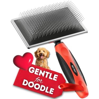 Imagem de Bixy Pixy Escova para cães – Grande – Alfinetes com ponta de bola protetora massageia a pele do animal de estimação – Escova profissional para cães Goldendoodle (grande)