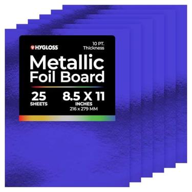 Imagem de Hygloss Folhas de cartolina metálicas – 25 folhas azuis escuras brilhantes, 21,6 cm x 28 cm – Resistente 10 pt. – Papel de papelão metálico para artesanato, álbuns, pôsteres e decorações