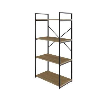 Imagem de Estante C/04 Prateleiras 118x60x33cm Yon Vermont Oak/est.preta Vermont Oak/est.preta