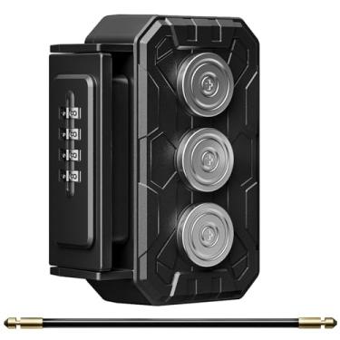 Imagem de MAILADA Caixa de bloqueio de chave com suporte magnético magnético, caixa magnética para chaves embaixo do carro, oculta uma chave com trava de combinação com ímã forte de 3 x N52 para armazenamento