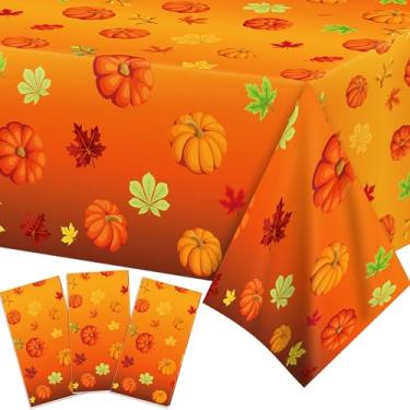 Imagem de 3 peças de toalha de mesa de outono de Ação de Graças, descartável, colheita, abóbora, bordo, folhas de mesa, para outono, colheita, artigos de festa de Ação de Graças, decoração de cozinha de fazenda