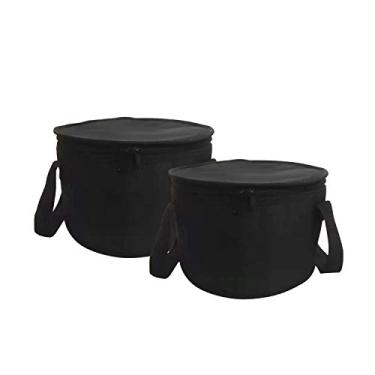 Imagem de Haimenlite Conjunto de 2 caçarolas térmicas redondas de tecido de poliéster, bolsa térmica reutilizável para almoço, porta-tortas para potluck, piqueniques, refrigerador dobrável para alimentos